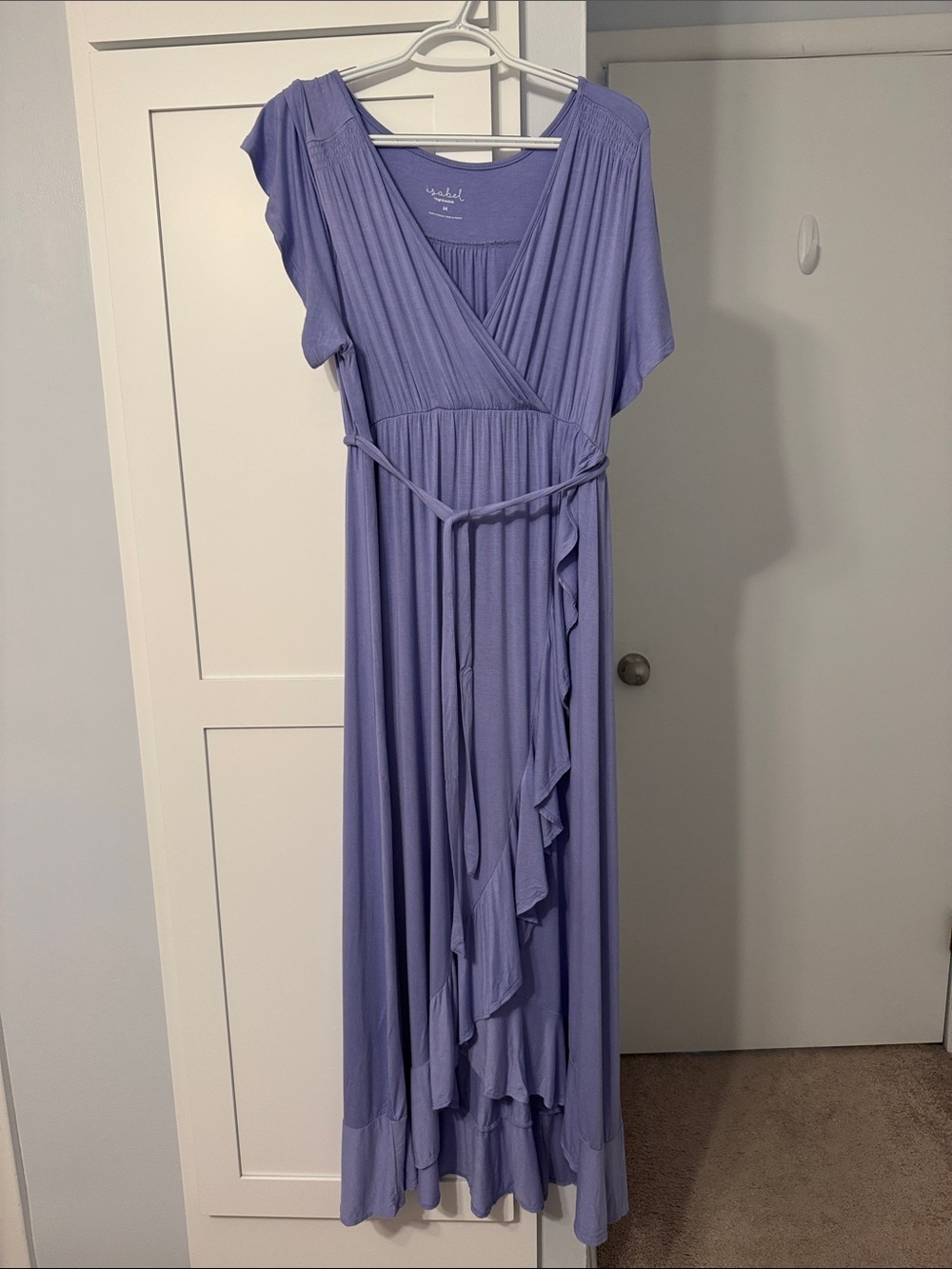 Ingrid & Isabel Maternity flutter sleeve knit dress in light purple - medium